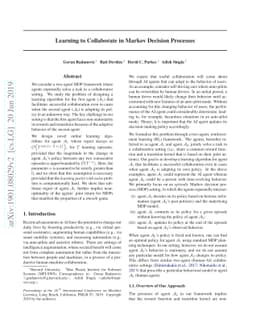 Learning to Collaborate in Markov Decision Processes