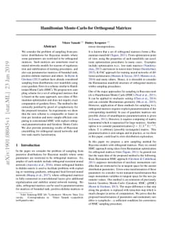 Hamiltonian Monte-Carlo for Orthogonal Matrices