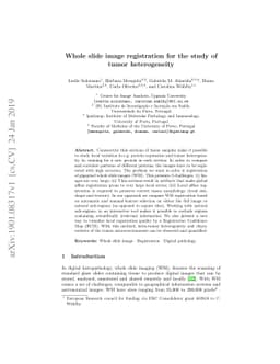 Whole slide image registration for the study of tumor heterogeneity