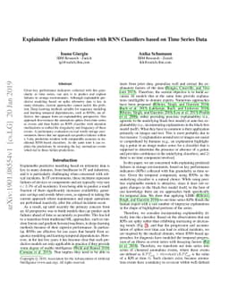 Explainable Failure Predictions with RNN Classifiers based on Time
  Series Data