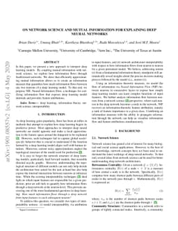 On Network Science and Mutual Information for Explaining Deep Neural
  Networks