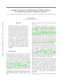 Sample Complexity of Estimating the Policy Gradient for Nearly
  Deterministic Dynamical Systems