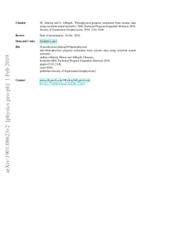 Petrophysical Property Estimation from Seismic Data Using Recurrent
  Neural Networks