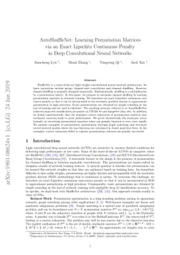 AutoShuffleNet: Learning Permutation Matrices via an Exact Lipschitz
  Continuous Penalty in Deep Convolutional Neural Networks