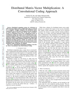 Distributed Matrix-Vector Multiplication: A Convolutional Coding
  Approach