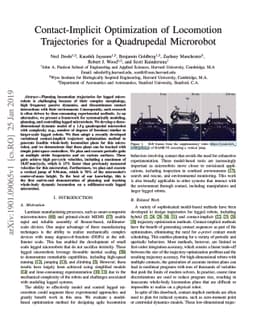 Contact-Implicit Optimization of Locomotion Trajectories for a
  Quadrupedal Microrobot