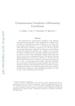 Communication Complexity of Estimating Correlations