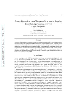 Strong Equivalence and Program Structure in Arguing Essential
  Equivalence between Logic Programs