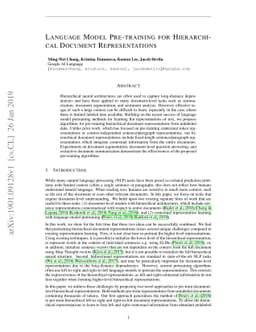 Language Model Pre-training for Hierarchical Document Representations