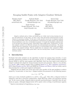 Escaping Saddle Points with Adaptive Gradient Methods