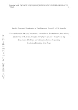Implicit Dimension Identification in User-Generated Text with LSTM
  Networks