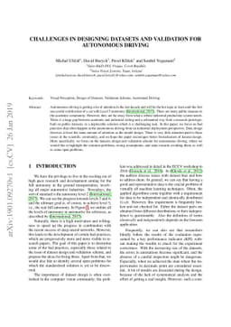Challenges in Designing Datasets and Validation for Autonomous Driving