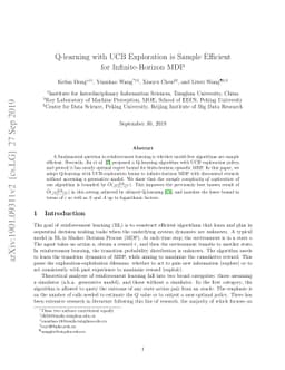 Q-learning with UCB Exploration is Sample Efficient for Infinite-Horizon
  MDP