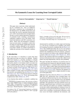 On Symmetric Losses for Learning from Corrupted Labels