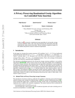A Privacy Preserving Randomized Gossip Algorithm via Controlled Noise
  Insertion