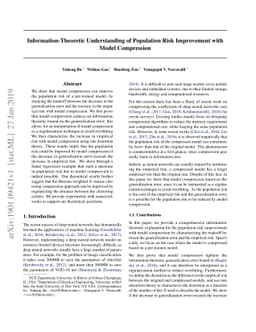 Information-Theoretic Understanding of Population Risk Improvement with
  Model Compression