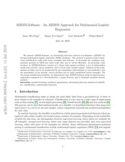 ADMM-SOFTMAX : An ADMM Approach for Multinomial Logistic Regression