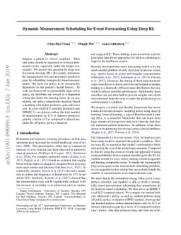Dynamic Measurement Scheduling for Event Forecasting using Deep RL