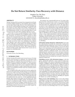 Do Not Return Similarity: Face Recovery with Distance