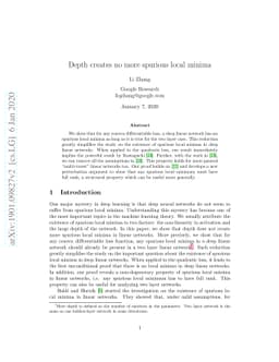 Depth creates no more spurious local minima