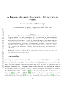 A dynamic stochastic blockmodel for interaction lengths