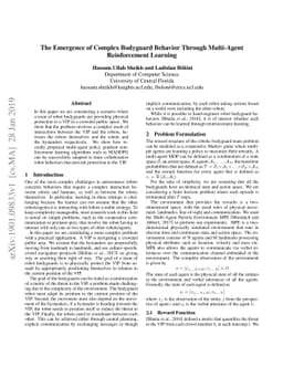 The Emergence of Complex Bodyguard Behavior Through Multi-Agent
  Reinforcement Learning