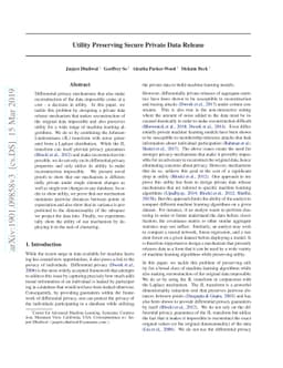 Utility Preserving Secure Private Data Release