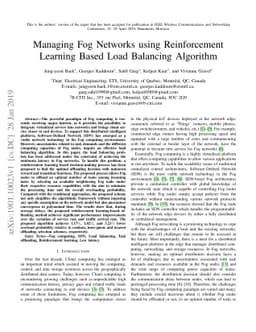 Managing Fog Networks using Reinforcement Learning Based Load Balancing
  Algorithm
