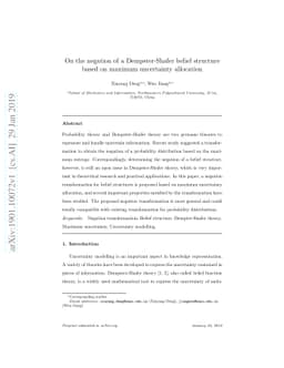 On the negation of a Dempster-Shafer belief structure based on maximum
  uncertainty allocation
