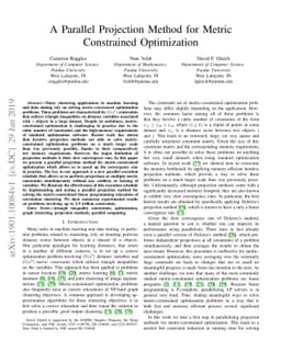 A Parallel Projection Method for Metric Constrained Optimization