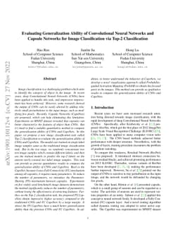 Evaluating Generalization Ability of Convolutional Neural Networks and
  Capsule Networks for Image Classification via Top-2 Classification