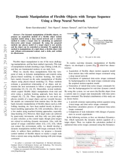 Dynamic Manipulation of Flexible Objects with Torque Sequence Using a
  Deep Neural Network
