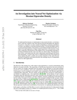 An Investigation into Neural Net Optimization via Hessian Eigenvalue
  Density