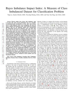 Bayes Imbalance Impact Index: A Measure of Class Imbalanced Dataset for
  Classification Problem