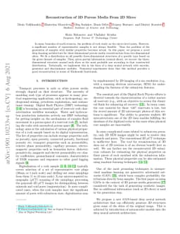 Reconstruction of 3D Porous Media From 2D Slices