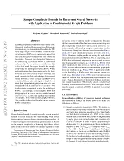 Sample Complexity Bounds for Recurrent Neural Networks with Application
  to Combinatorial Graph Problems