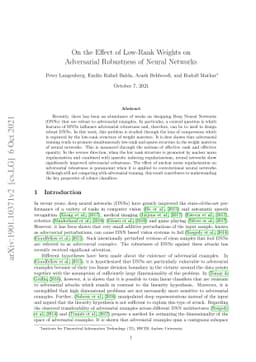 On the Effect of Low-Rank Weights on Adversarial Robustness of Neural
  Networks