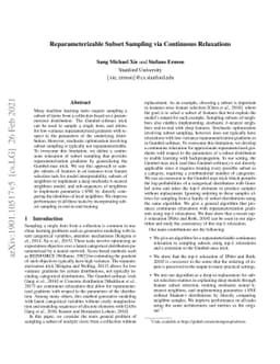 Reparameterizable Subset Sampling via Continuous Relaxations