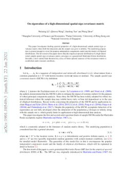 On eigenvalues of a high-dimensional spatial-sign covariance matrix