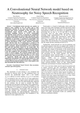 A Convolutional Neural Network model based on Neutrosophy for Noisy
  Speech Recognition