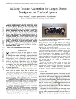 Walking Posture Adaptation for Legged Robot Navigation in Confined
  Spaces