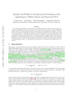 Benefits and Pitfalls of the Exponential Mechanism with Applications to
  Hilbert Spaces and Functional PCA