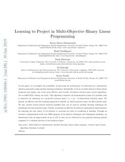 Learning to Project in Multi-Objective Binary Linear Programming