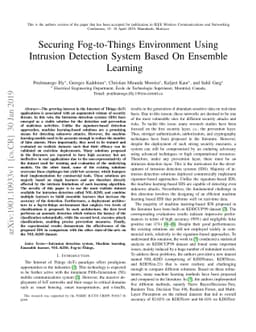 Securing Fog-to-Things Environment Using Intrusion Detection System
  Based On Ensemble Learning