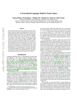 A Generalized Language Model in Tensor Space