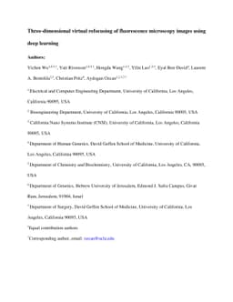 Three-dimensional virtual refocusing of fluorescence microscopy images
  using deep learning