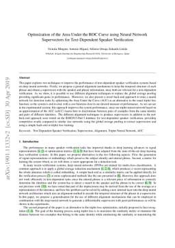 Optimization of the Area Under the ROC Curve using Neural Network
  Supervectors for Text-Dependent Speaker Verification