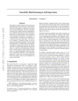Noise2Self: Blind Denoising by Self-Supervision