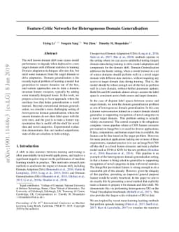 Feature-Critic Networks for Heterogeneous Domain Generalization