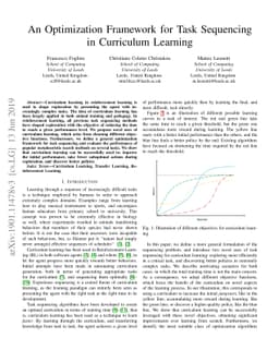 An Optimization Framework for Task Sequencing in Curriculum Learning